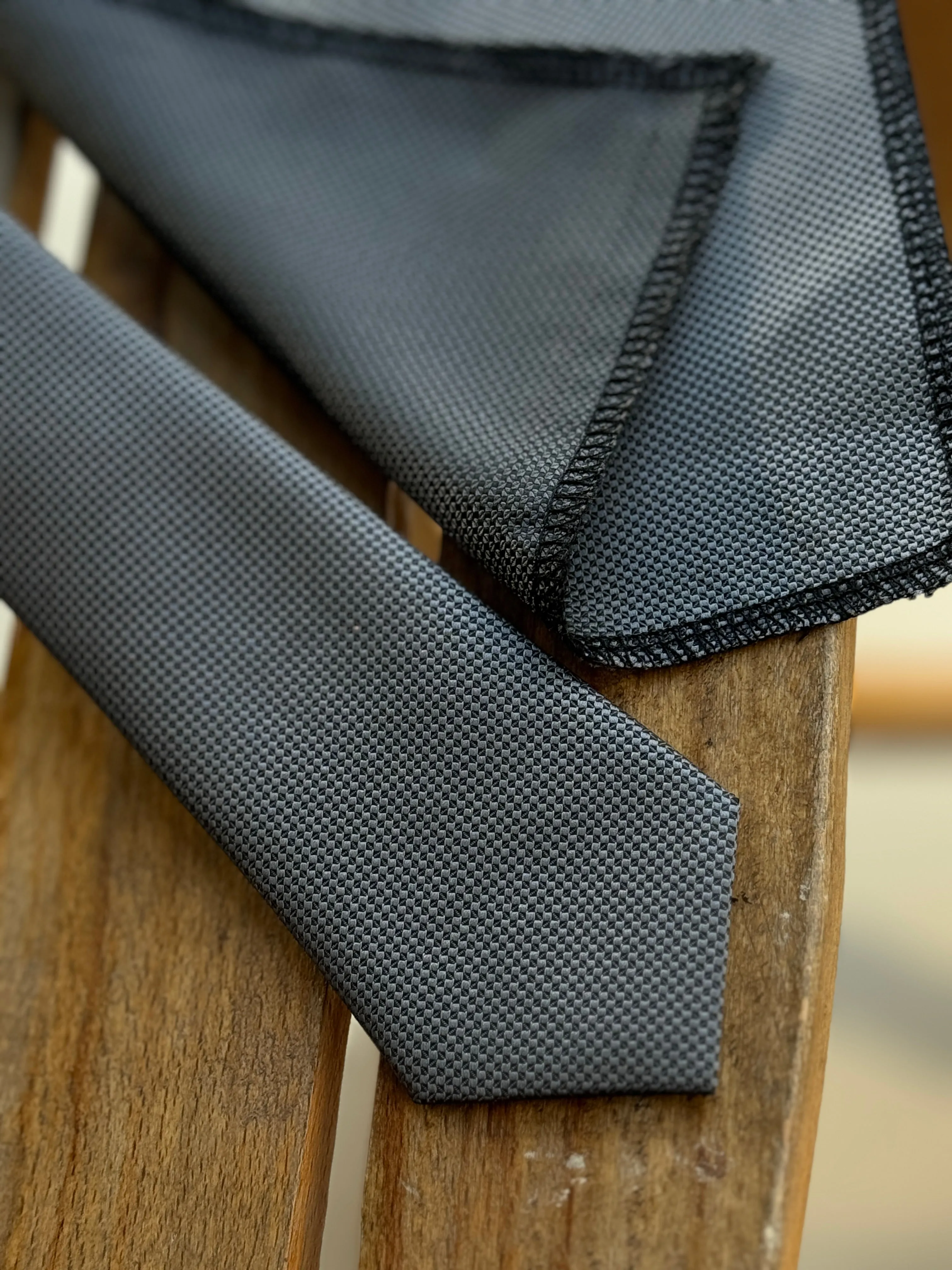 Men’s Oxford Weave Slim Tie Formal Neckwear- Charcoal