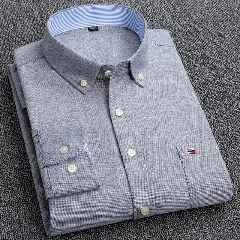Men's Plus Size Cotton Oxford Plaid Shirt