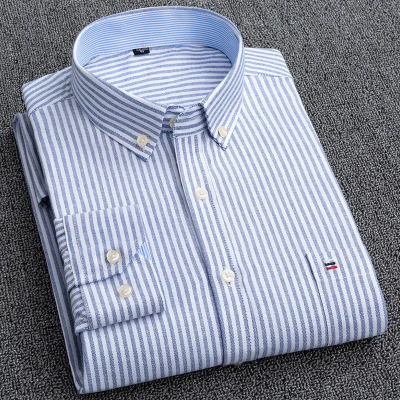 Men's Plus Size Cotton Oxford Plaid Shirt