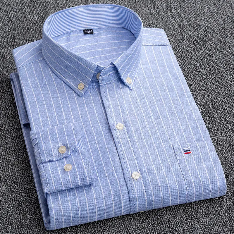 Men's Plus Size Cotton Oxford Plaid Shirt