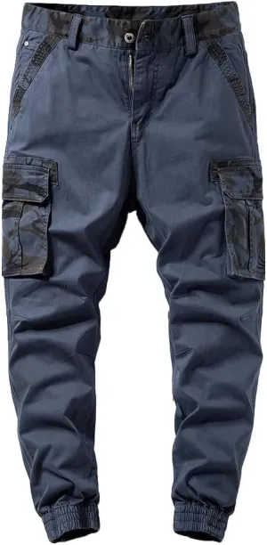 Men's Regular Fit Military Cargo Pants Camouflage Pockets Cotton Work Pants