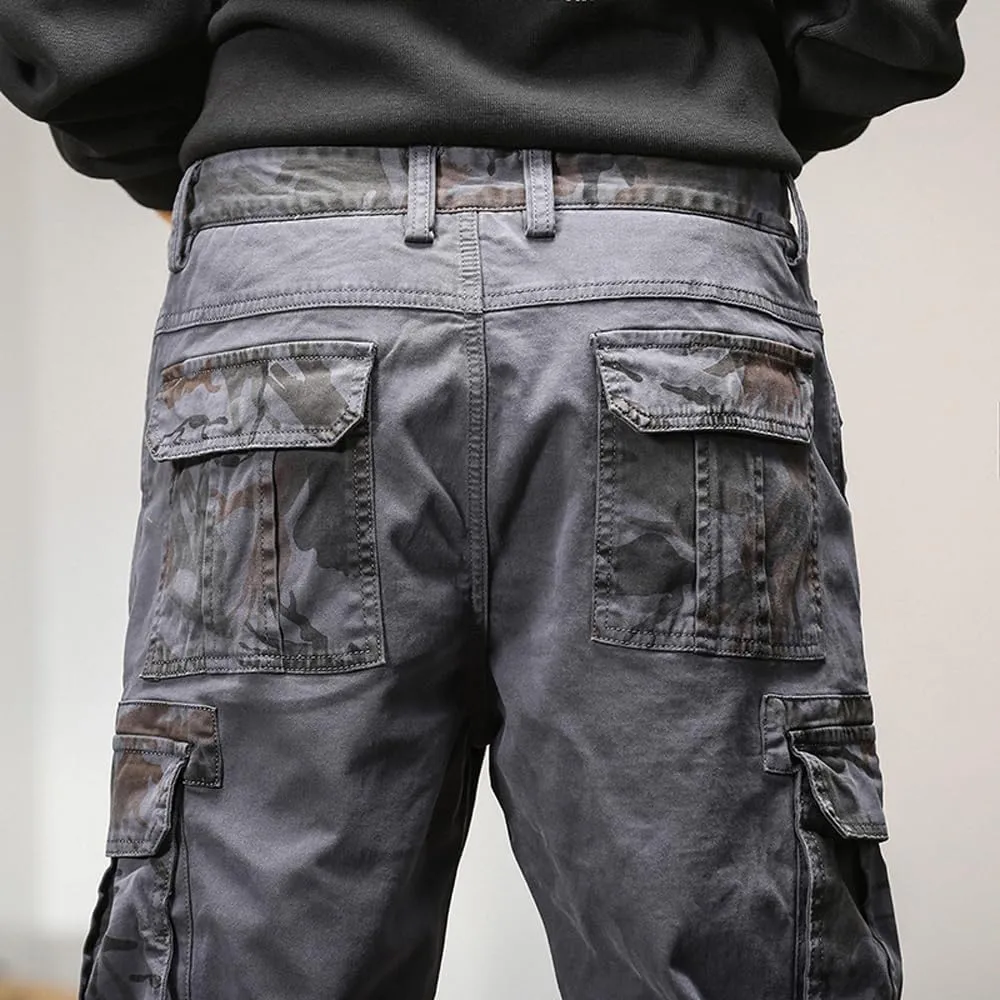 Men's Regular Fit Military Cargo Pants Camouflage Pockets Cotton Work Pants