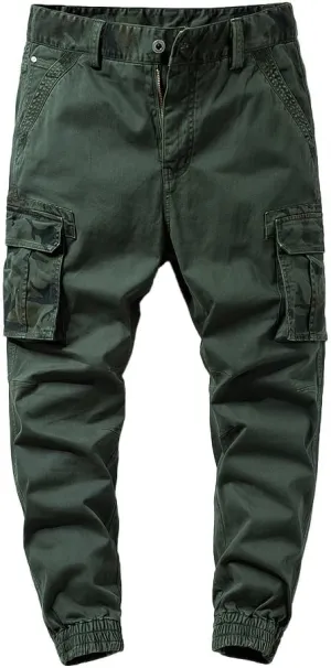Men's Regular Fit Military Cargo Pants Camouflage Pockets Cotton Work Pants