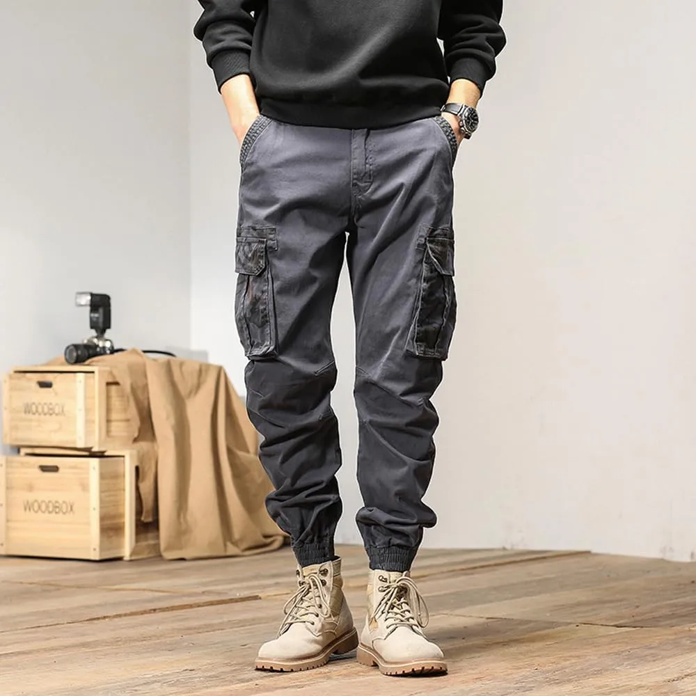 Men's Regular Fit Military Cargo Pants Camouflage Pockets Cotton Work Pants