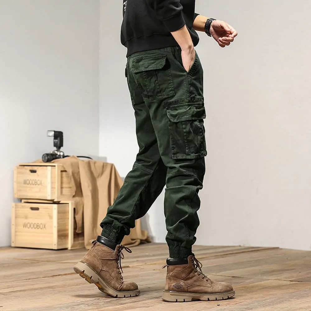Men's Regular Fit Military Cargo Pants Camouflage Pockets Cotton Work Pants