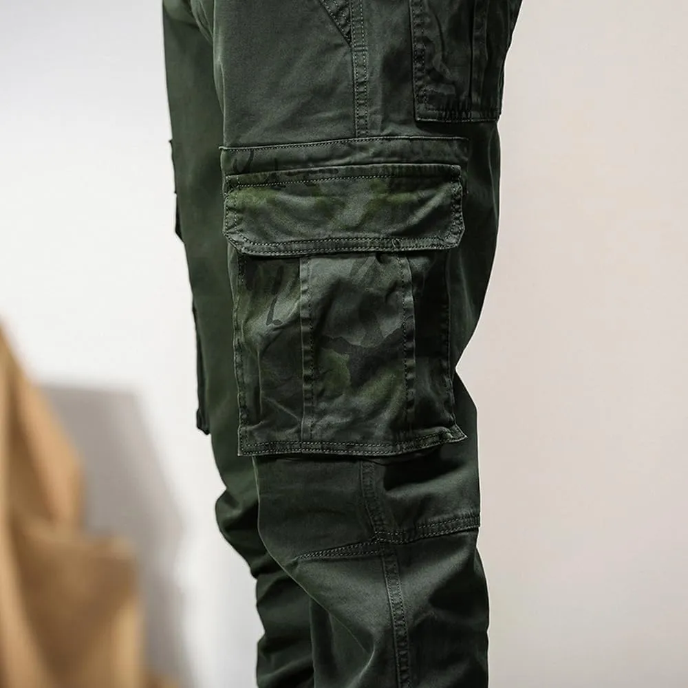 Men's Regular Fit Military Cargo Pants Camouflage Pockets Cotton Work Pants