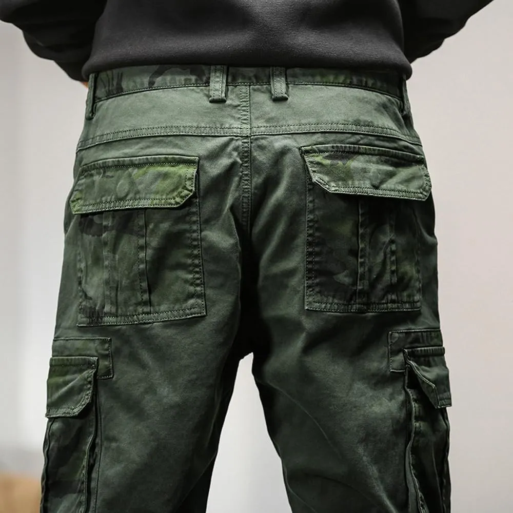 Men's Regular Fit Military Cargo Pants Camouflage Pockets Cotton Work Pants