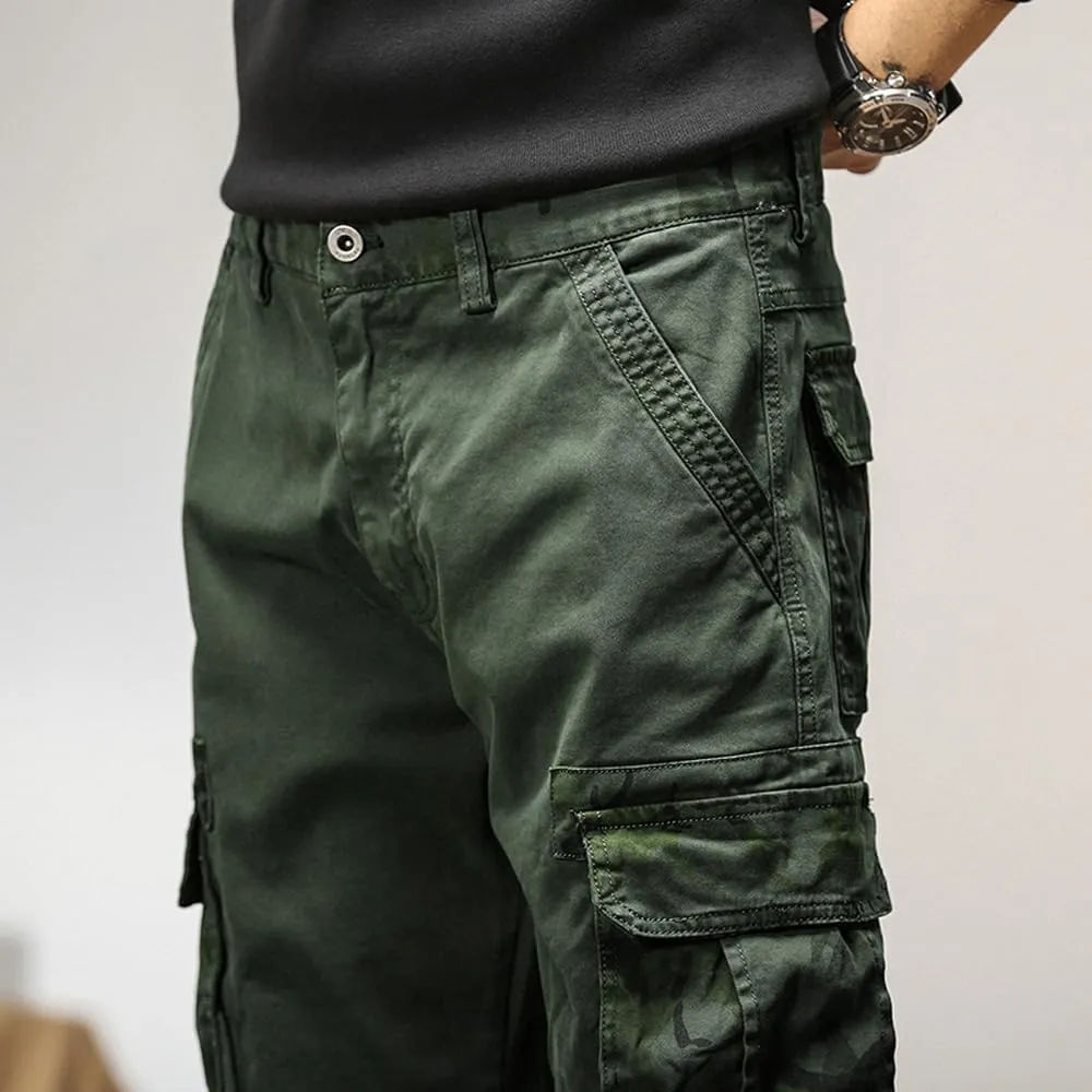 Men's Regular Fit Military Cargo Pants Camouflage Pockets Cotton Work Pants