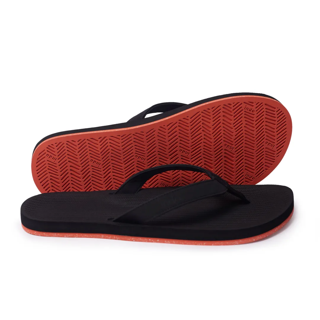 Men's Sneaker Sole Flip Flops Black & Orange
