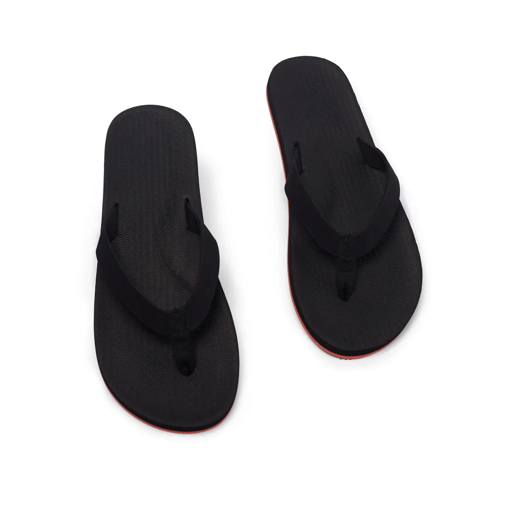 Men's Sneaker Sole Flip Flops Black & Orange