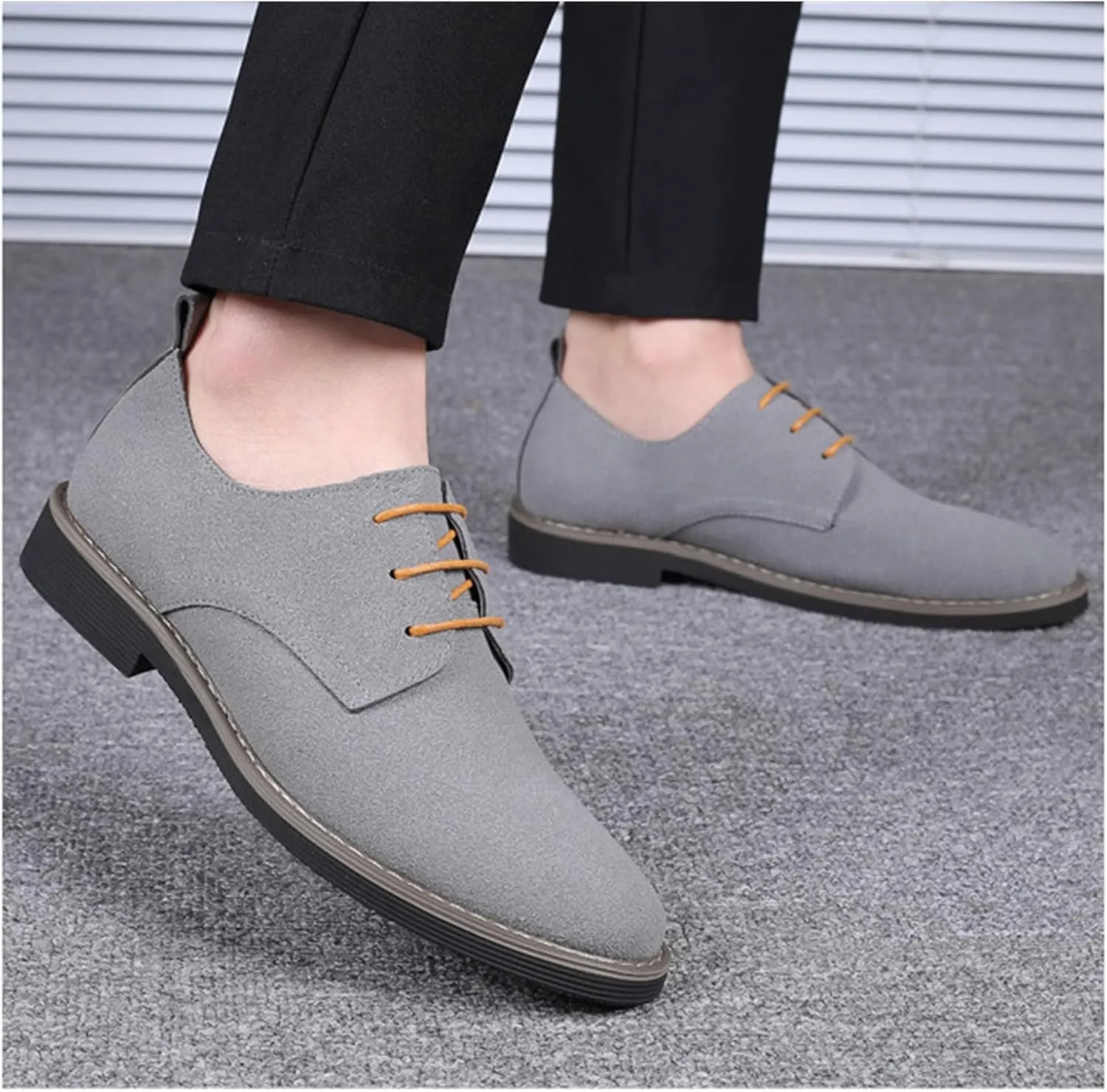 Men's Suede Lace Up Oxfords Classic Wing Tips Dress Shoes Casual Luxury Business Work Office Derby Shoes