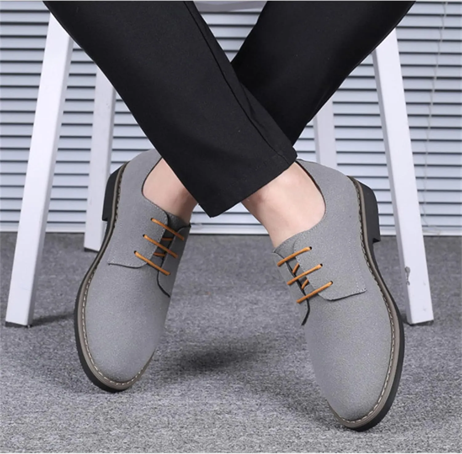 Men's Suede Lace Up Oxfords Classic Wing Tips Dress Shoes Casual Luxury Business Work Office Derby Shoes