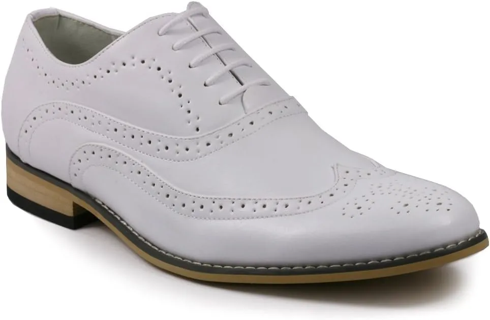 Metrocharm MC102 Men's Wing Tip Perforated Lace Up Oxford Dress Shoes