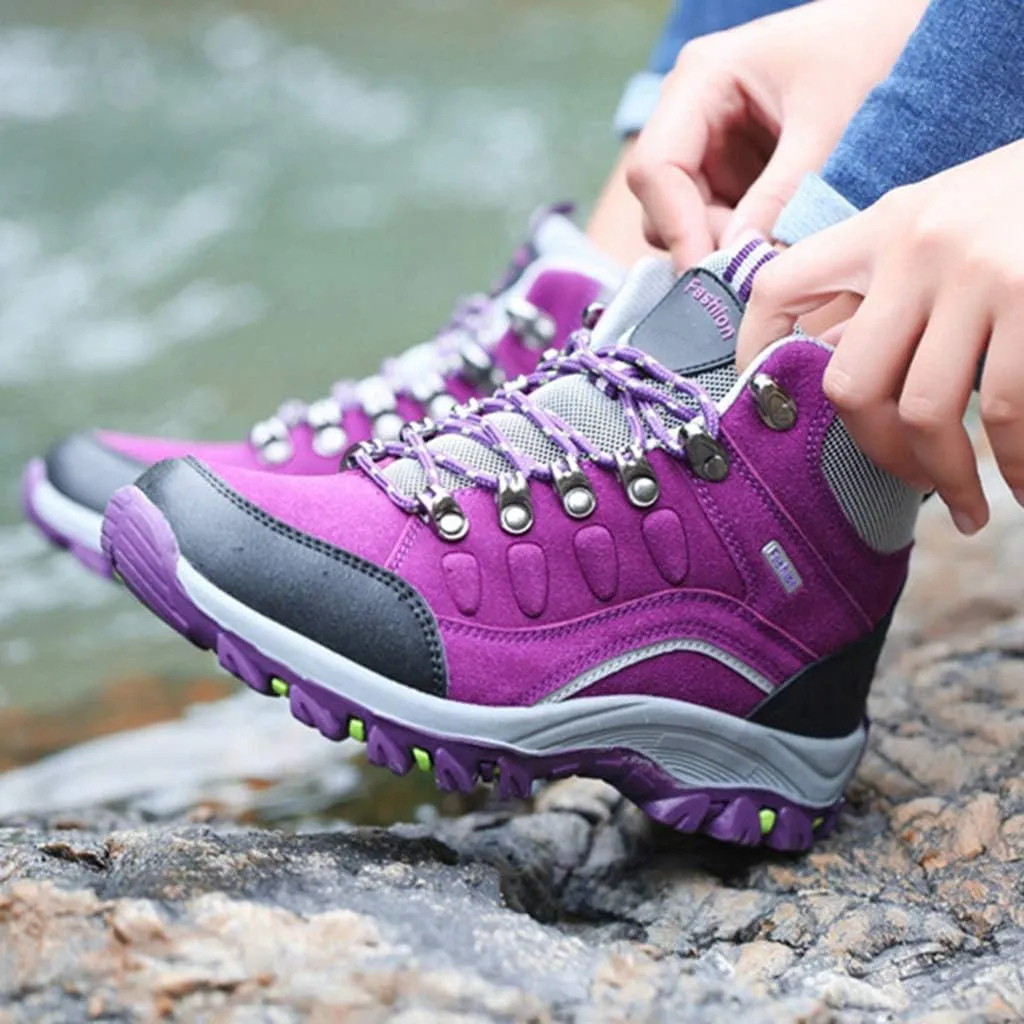 MIOKE Women's Casual Hiking Boots Running Trail Hiker Waterproof Non-Slip Outdoor High-top Climbing Shoes