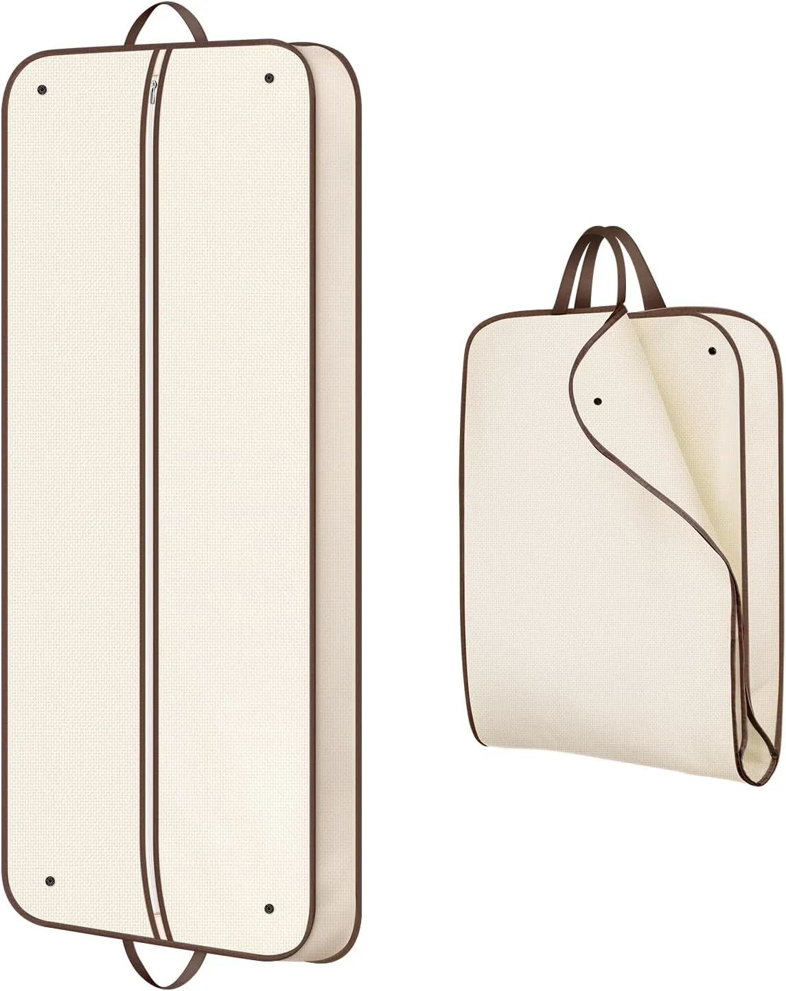 MISSLO 60" Foldable Garment Bags for Travel for Women Dress Bags for Gowns Long Hanging Bag for Closet Storage Dress Protector Bag for Gowns, Suits, Coats, Beige