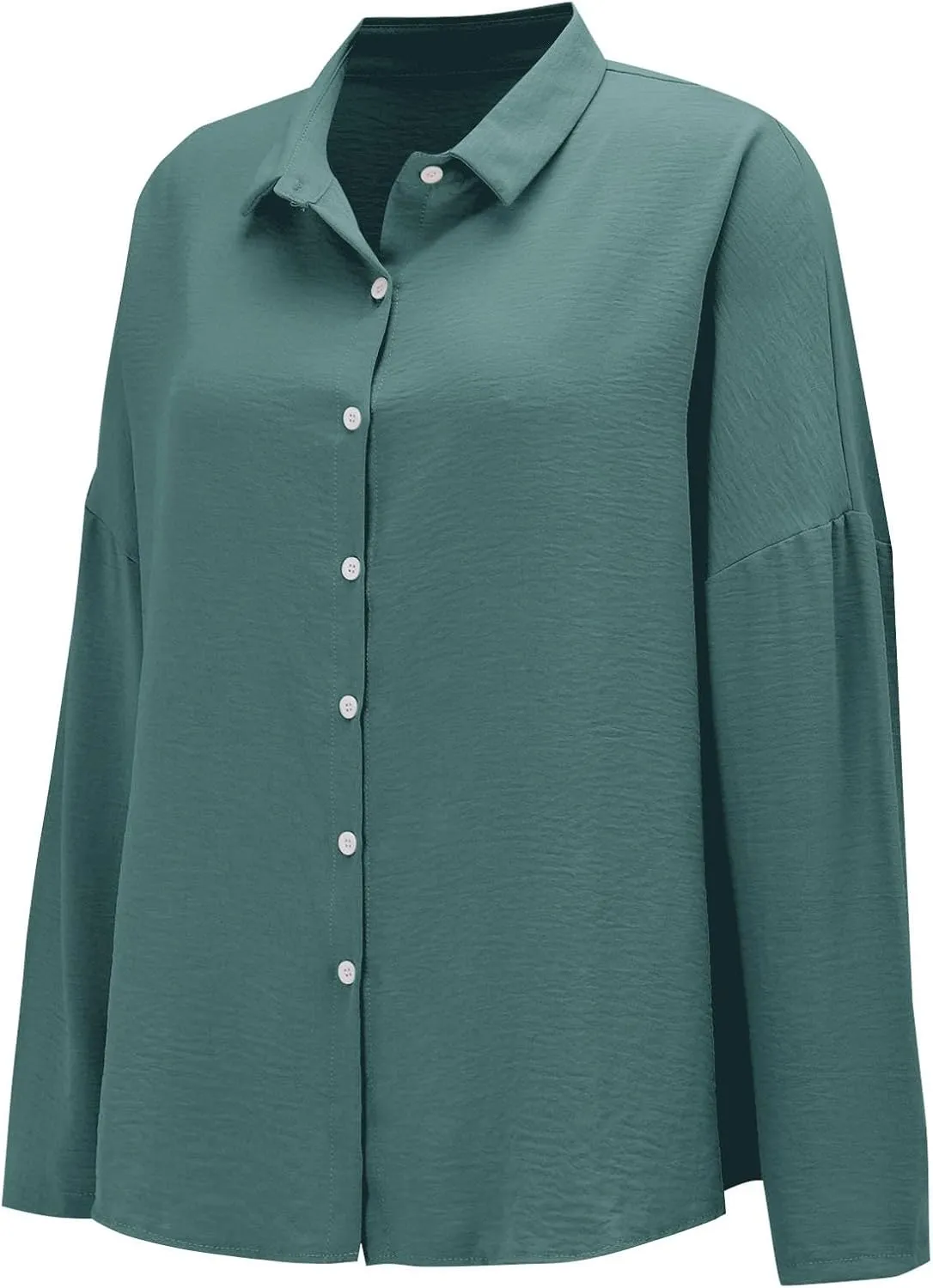 Miyaomn Womens Button Down Dress Shirts Cotton Linen Long Sleeve Collared Blouse Lightweight Slim Fit Solid V Neck Casual Top