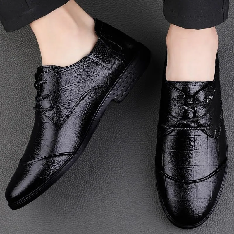 Modern Casual Brogues Wingtips Dress Shoes Classic Business Oxford Shoes Men's Elegant Lace-up Office Shoes