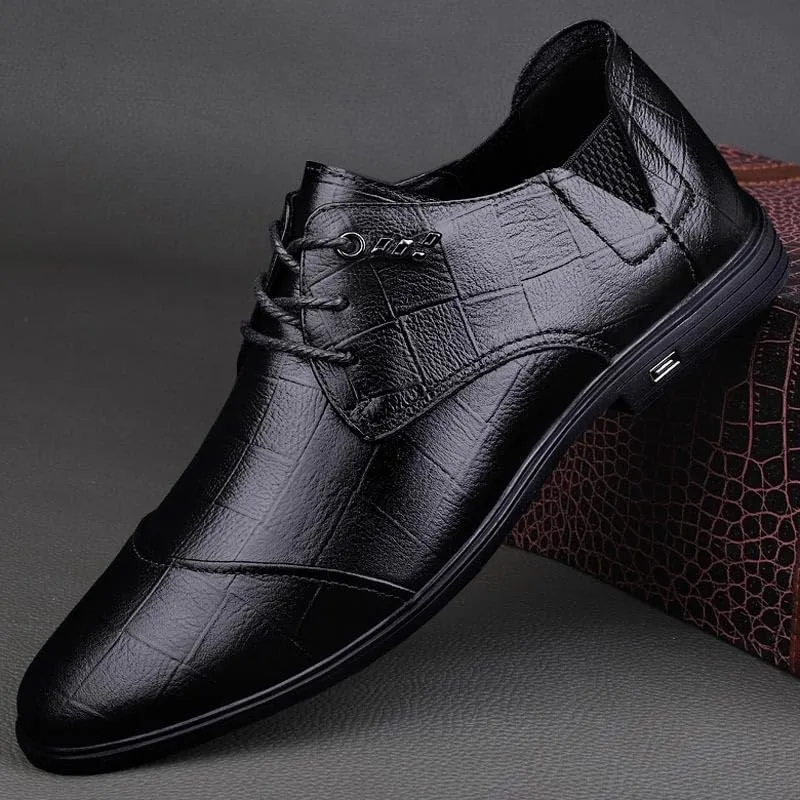 Modern Casual Brogues Wingtips Dress Shoes Classic Business Oxford Shoes Men's Elegant Lace-up Office Shoes