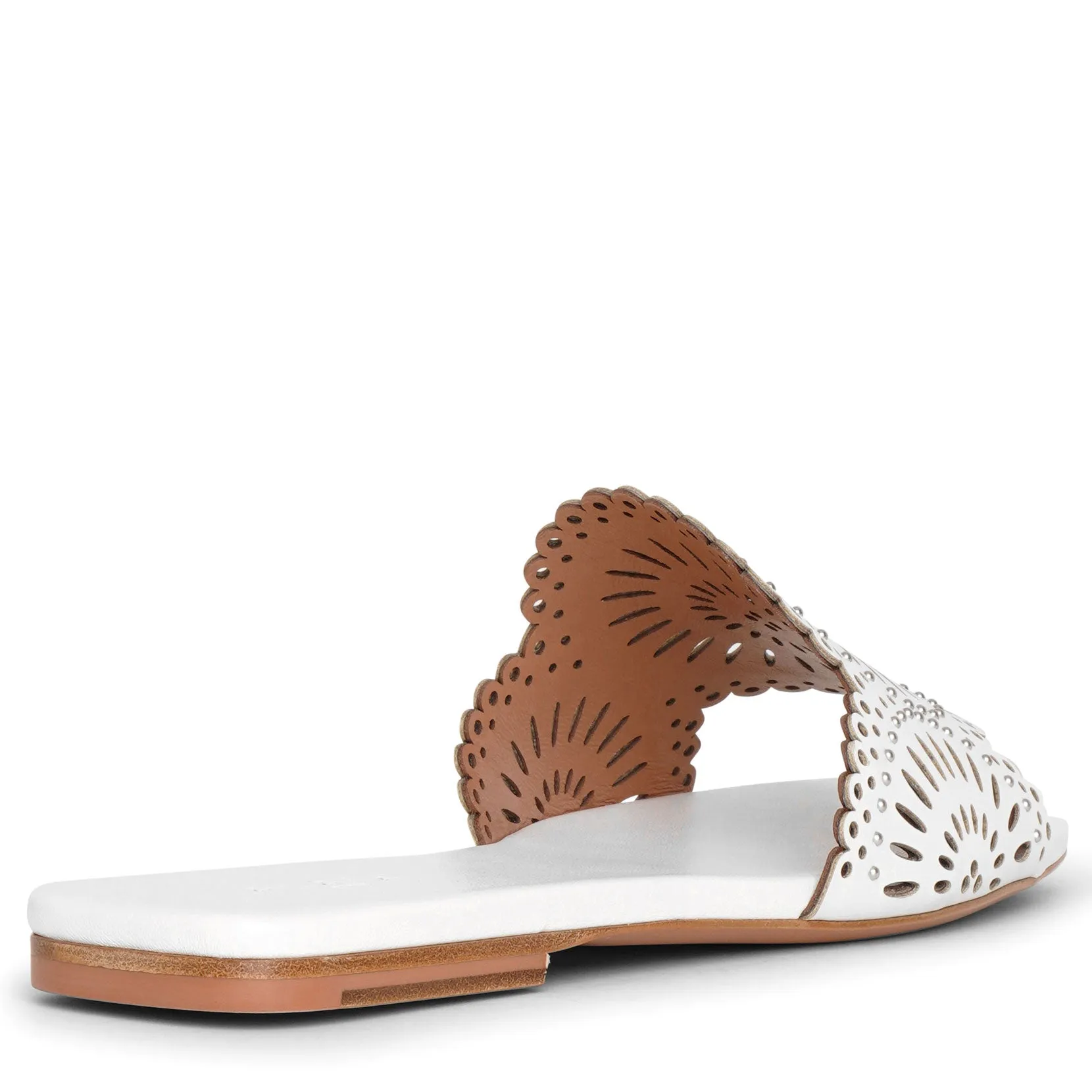 Molukai flat white leather mules