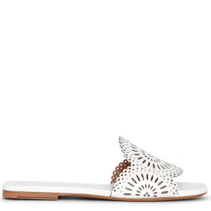 Molukai flat white leather mules
