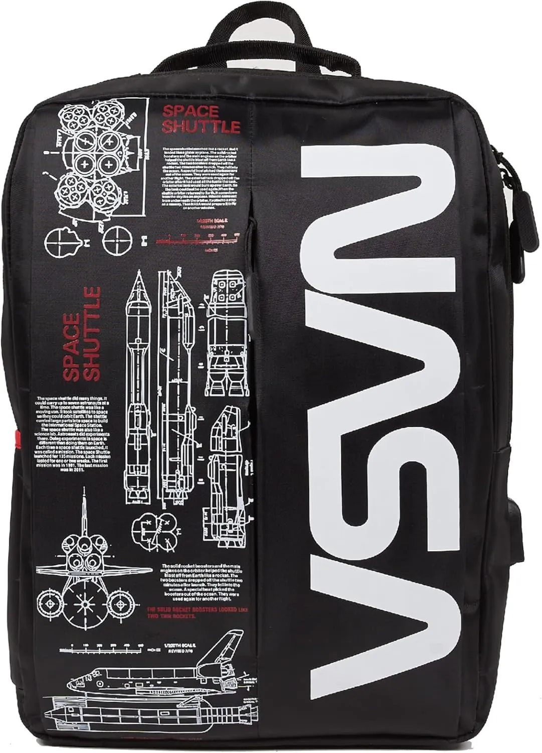 NASA Laptop Backpack For Women And Men - 15 Inch Laptop Bag With USB Port & Elegant Design - Waterproof Backpack With Adjustable Straps (Black)