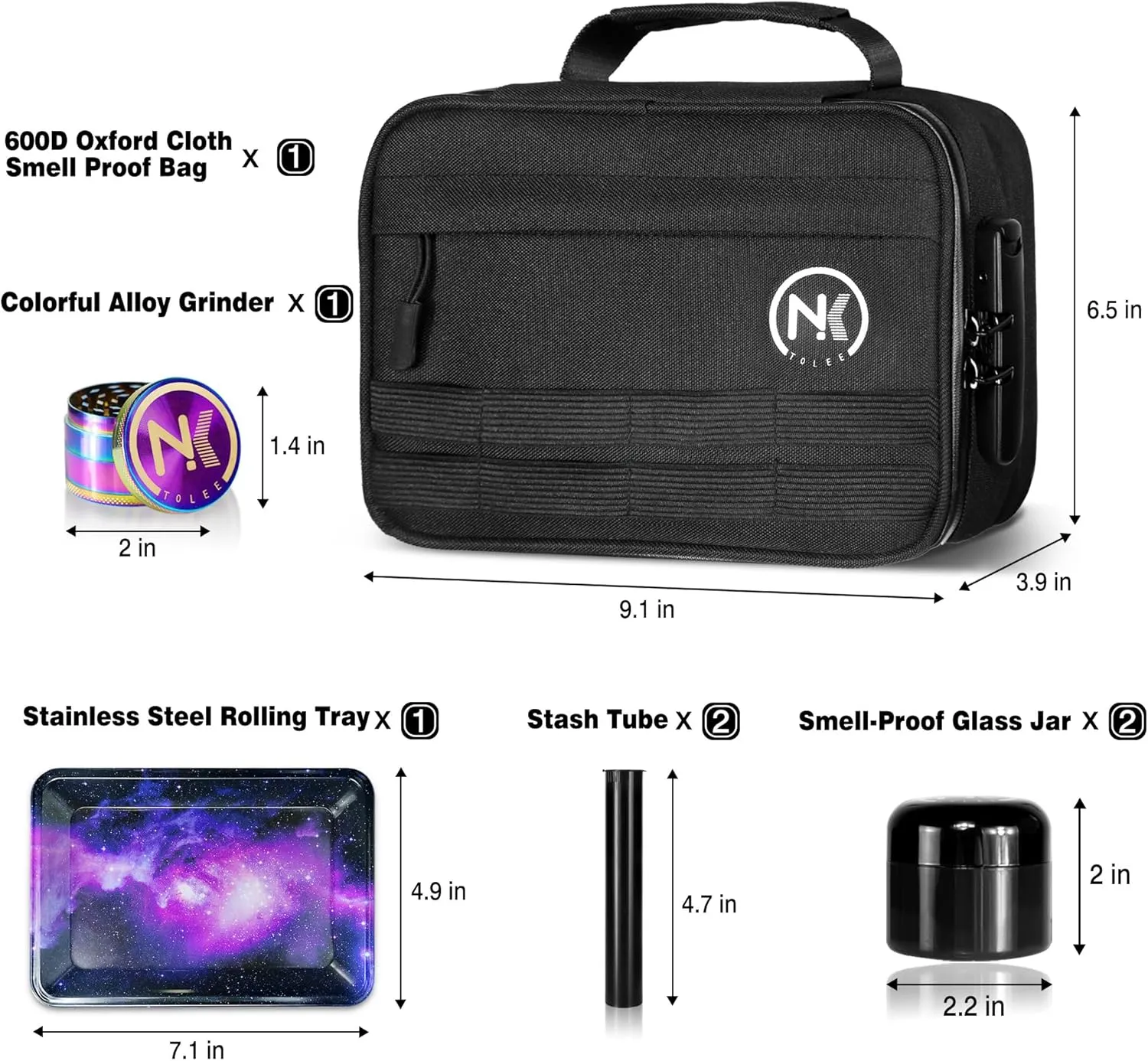 NKTOLEE Smell Proof Bag with Combination Lock, Stash Box - Personal Organizer Case Container Suit for Travel Storage Box Smell Proof