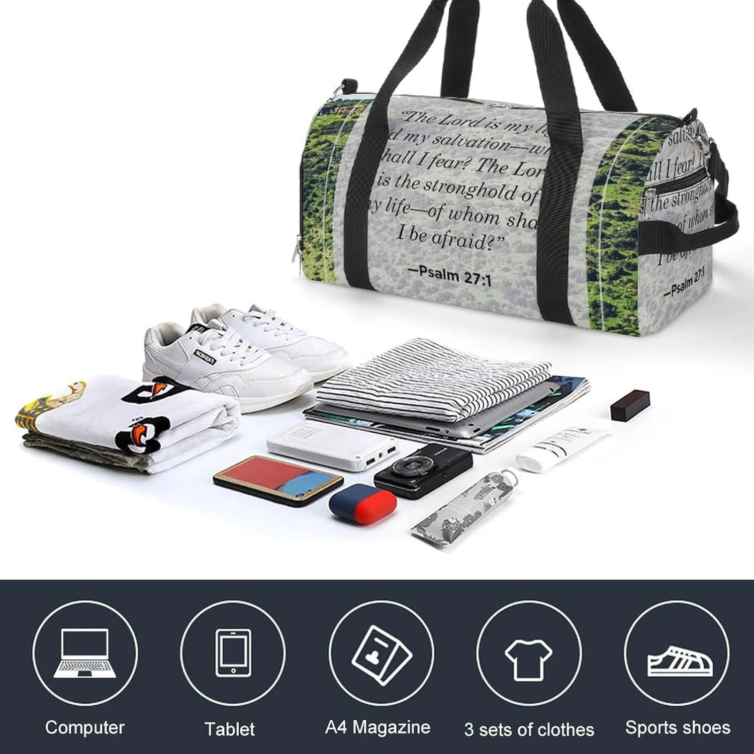 Numbers Bible Verse Classic Round Fitness Bag with Large Capacity Backpack And Waterproof Bag