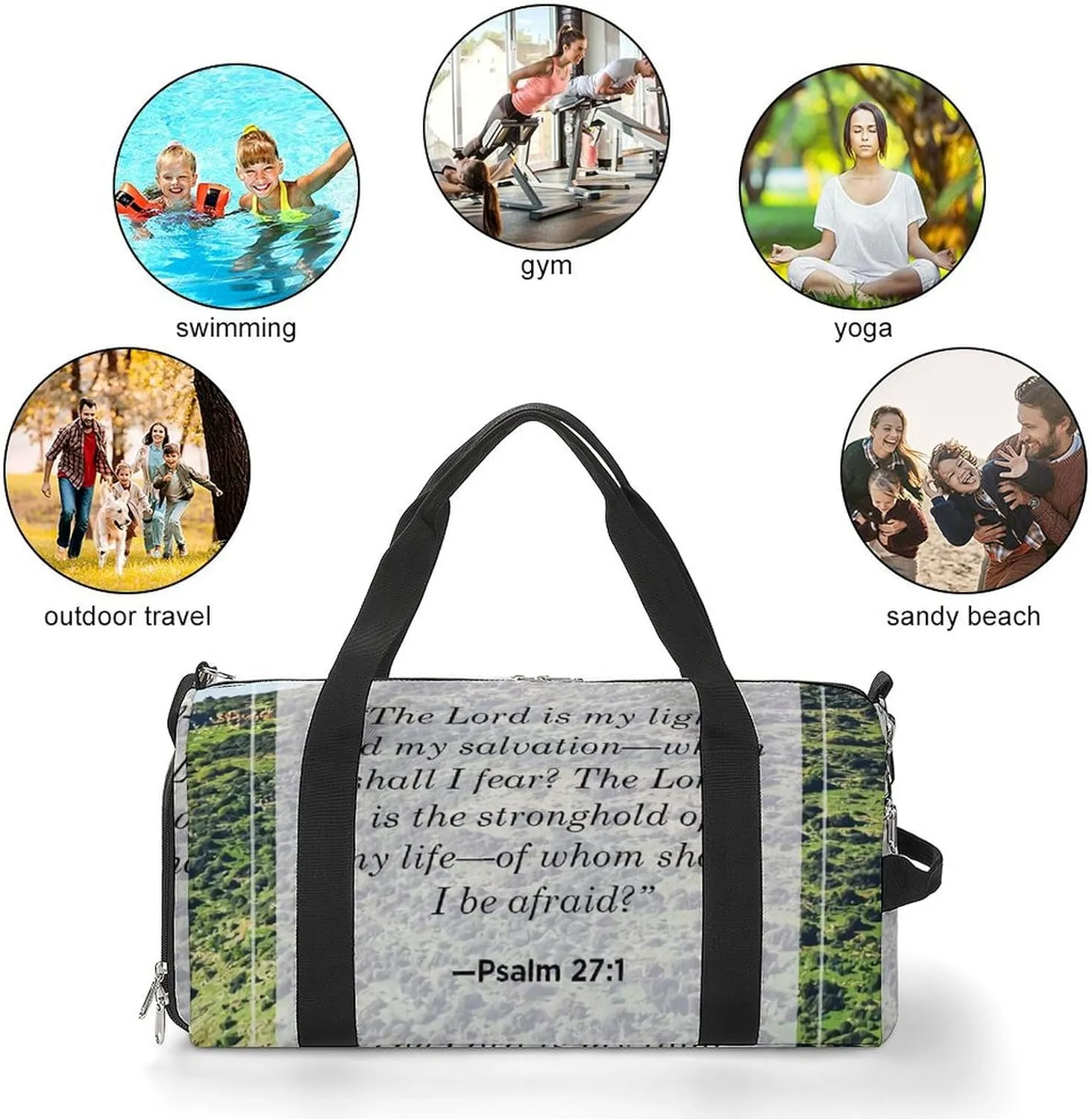 Numbers Bible Verse Classic Round Fitness Bag with Large Capacity Backpack And Waterproof Bag