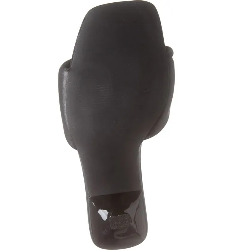 On Heeled Kitten Thai Madden Toe Expedited shipping Leather Puffy Sandals Slip Limited edition Steve Square Black