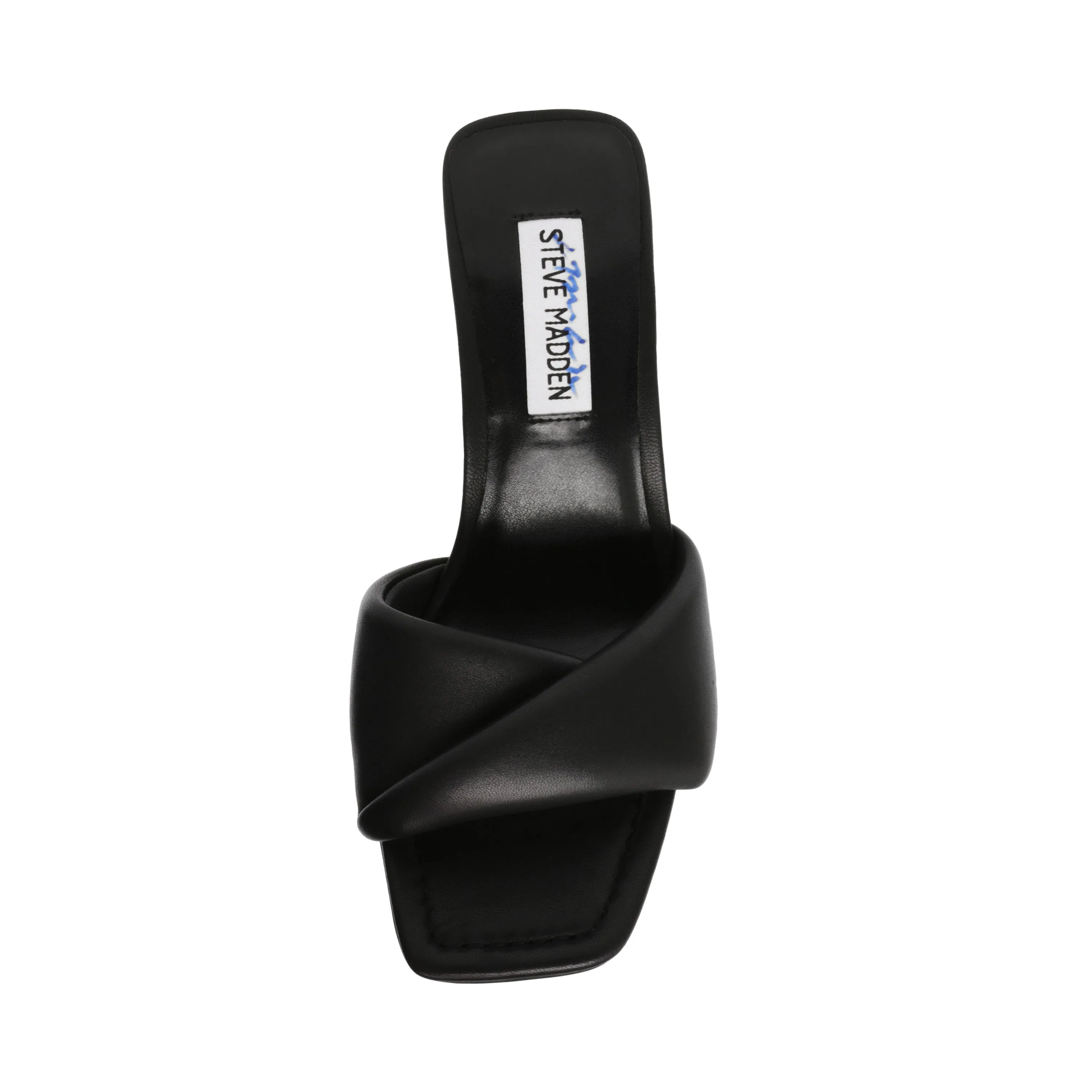 On Heeled Kitten Thai Madden Toe Expedited shipping Leather Puffy Sandals Slip Limited edition Steve Square Black