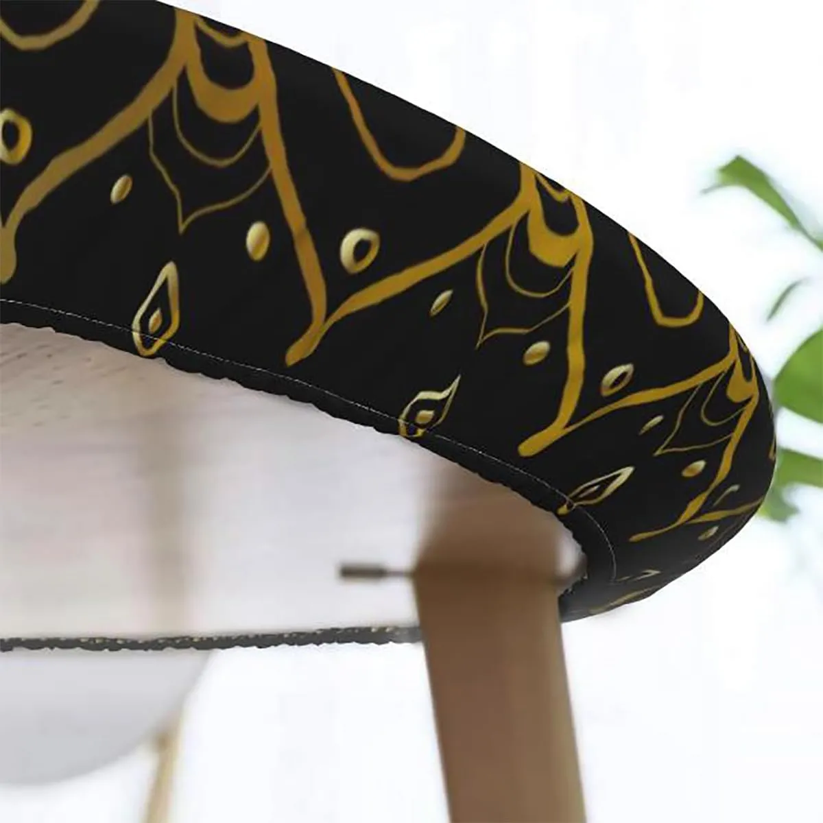 Orange Black Round Fitted Table Cloth Cover Elastic ​Edged All Hallows Day Tablecloth Elastic Edge Fitted Table Cover Leaves Fit for 36"-39" Diameter Table Halloween