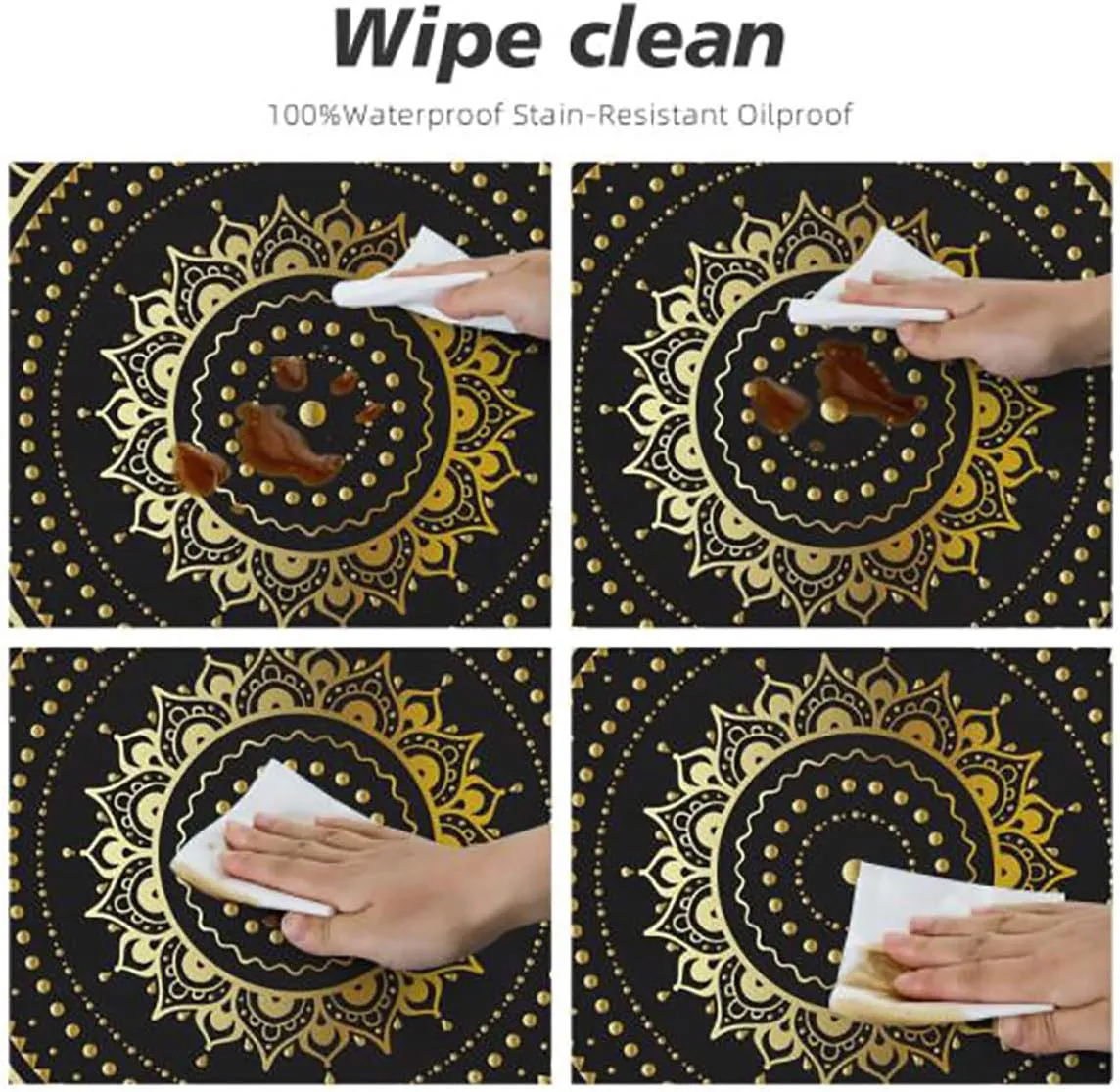 Orange Black Round Fitted Table Cloth Cover Elastic ​Edged All Hallows Day Tablecloth Elastic Edge Fitted Table Cover Leaves Fit for 36"-39" Diameter Table Halloween