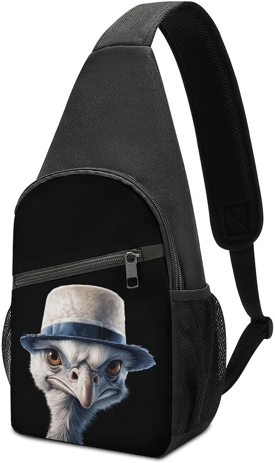 Ostrich-1 Small Sling Bag Crossbody Bags Casual Chest Bag Daypack for Travel Sports Hiking