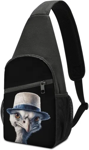 Ostrich-1 Small Sling Bag Crossbody Bags Casual Chest Bag Daypack for Travel Sports Hiking