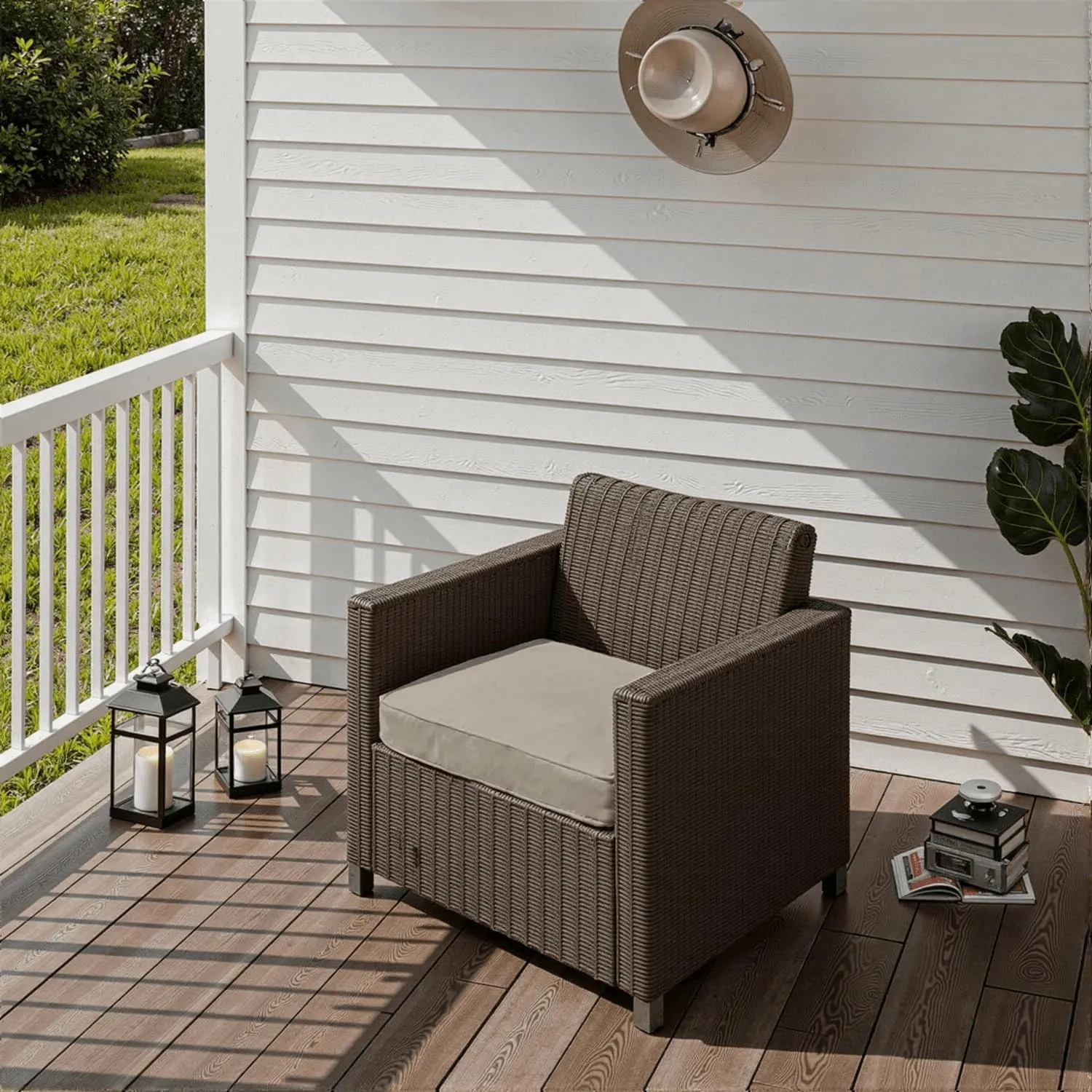 Outdoor Chair Cushions 19 x 19 x 3 Inch, Waterproof & Fade Resistant Patio Seat Cushion for Furniture with Handle and Ties, Thick Seating Pads for Outside Sofa Couch Set of 2, Cream