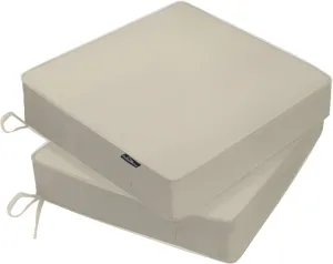 Outdoor Chair Cushions 19 x 19 x 3 Inch, Waterproof & Fade Resistant Patio Seat Cushion for Furniture with Handle and Ties, Thick Seating Pads for Outside Sofa Couch Set of 2, Cream