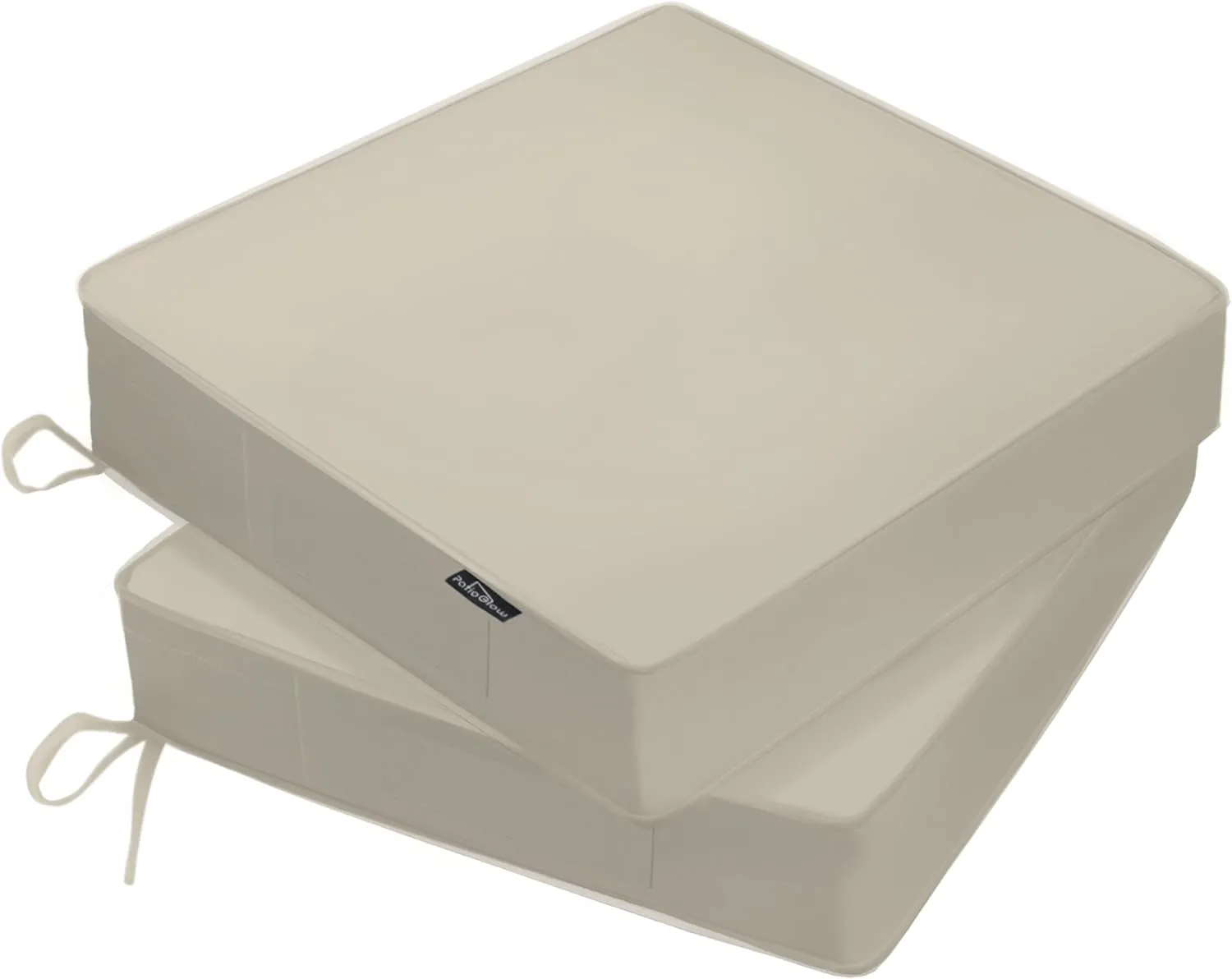 Outdoor Chair Cushions 19 x 19 x 3 Inch, Waterproof & Fade Resistant Patio Seat Cushion for Furniture with Handle and Ties, Thick Seating Pads for Outside Sofa Couch Set of 2, Cream
