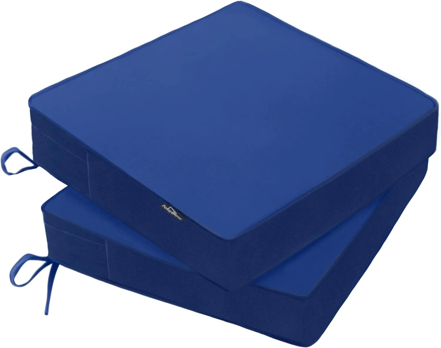 Outdoor Chair Cushions 22 x 22 x 3 Inch, Waterproof & Fade Resistant Patio Seat Cushion for Furniture with Handle and Ties, Thick Seating Pads for Outside Sofa Couch Set of 2, Blue