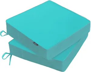 Outdoor Chair Cushions 22 x 22 x 3 Inch, Waterproof & Fade Resistant Patio Seat Cushion for Furniture with Handle and Ties, Thick Seating Pads for Outside Sofa Couch Set of 2, Teal