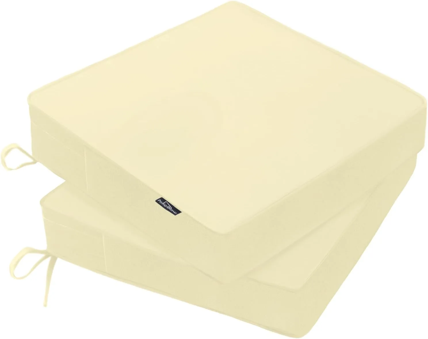 Outdoor Chair Cushions 22 x 22 x 3 Inch, Waterproof & Fade Resistant Patio Seat Cushion for Furniture with Handle and Ties, Thick Seating Pads for Outside Sofa Couch Set of 2, Yellow