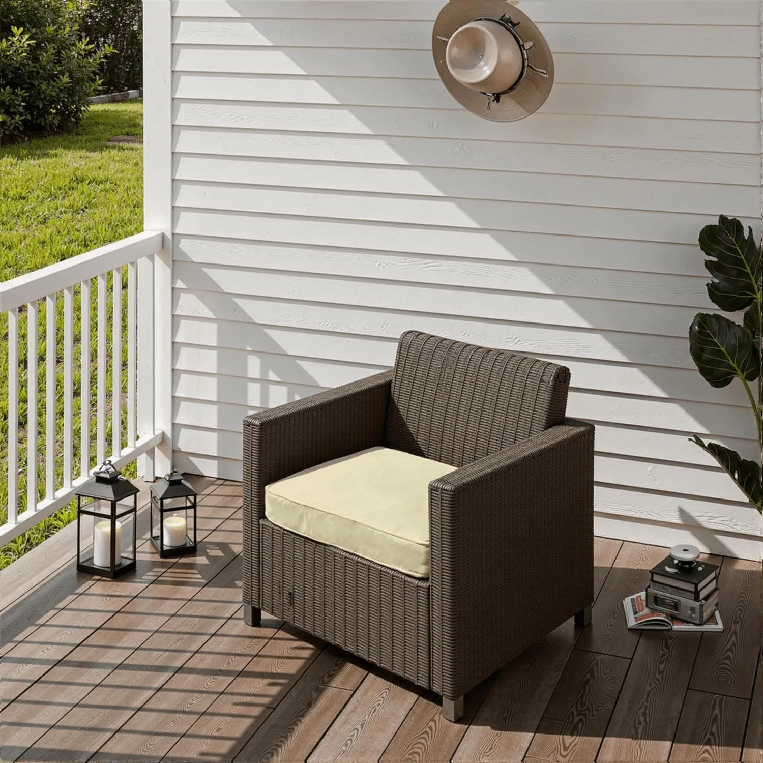 Outdoor Chair Cushions 22 x 22 x 3 Inch, Waterproof & Fade Resistant Patio Seat Cushion for Furniture with Handle and Ties, Thick Seating Pads for Outside Sofa Couch Set of 2, Yellow