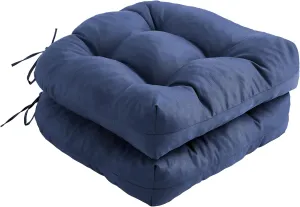 Outdoor Chair Cushions Set of 2, Patio Chair Cushions with Ties, 19x19 Tufted Outdoor Seat Cushions, Waterproof Patio Furniture Cushions, Outdoor Dining Chair Pads, Navy