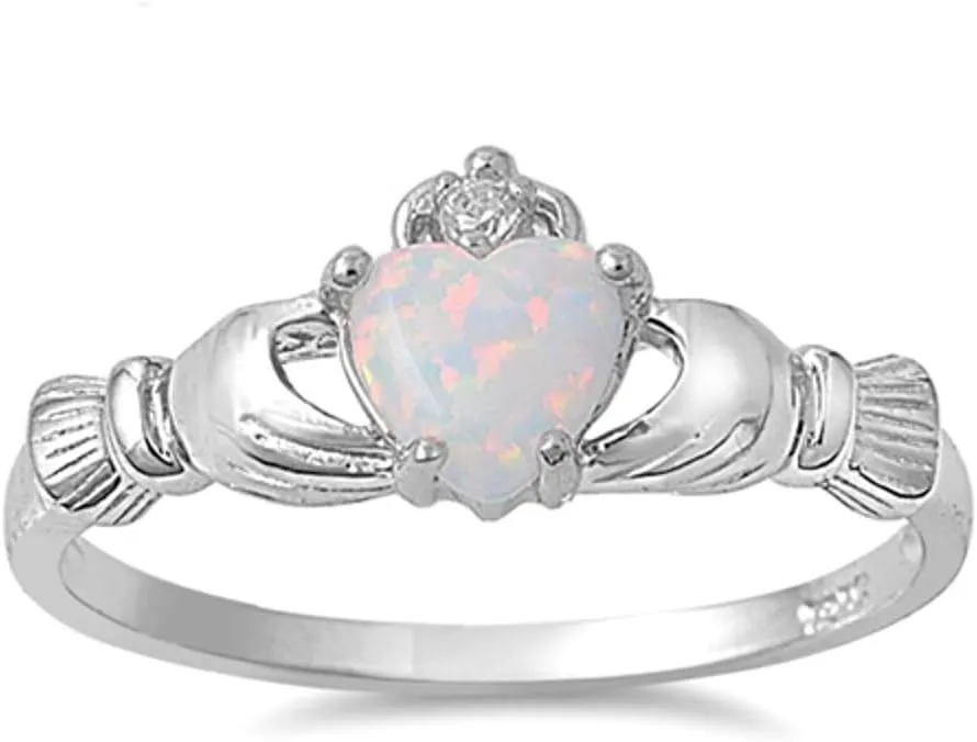 Oxford Diamond Co Sterling Silver Irish Claddagh Simulated Gemstone Promise Ring Available