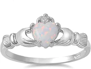 Oxford Diamond Co Sterling Silver Irish Claddagh Simulated Gemstone Promise Ring Available