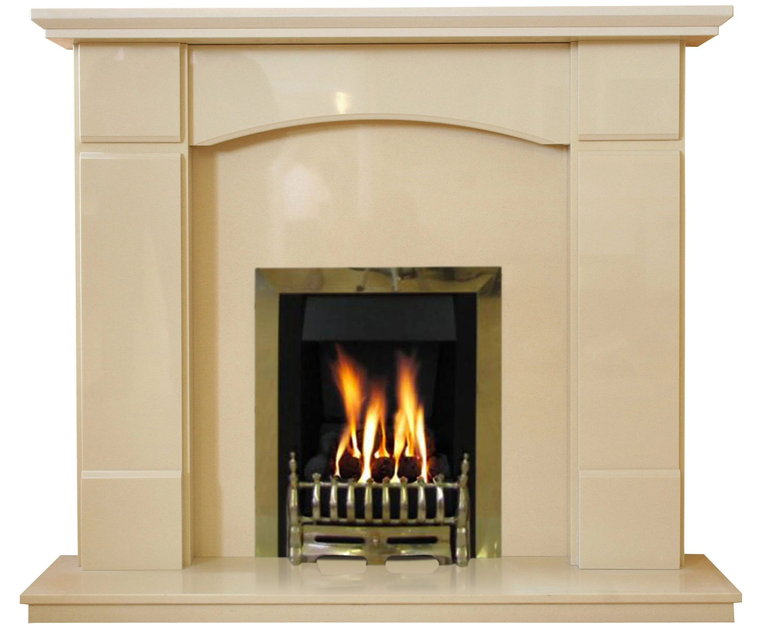 Oxford Marble Fireplace With Brass Gas Fire with coals - G3 Package
