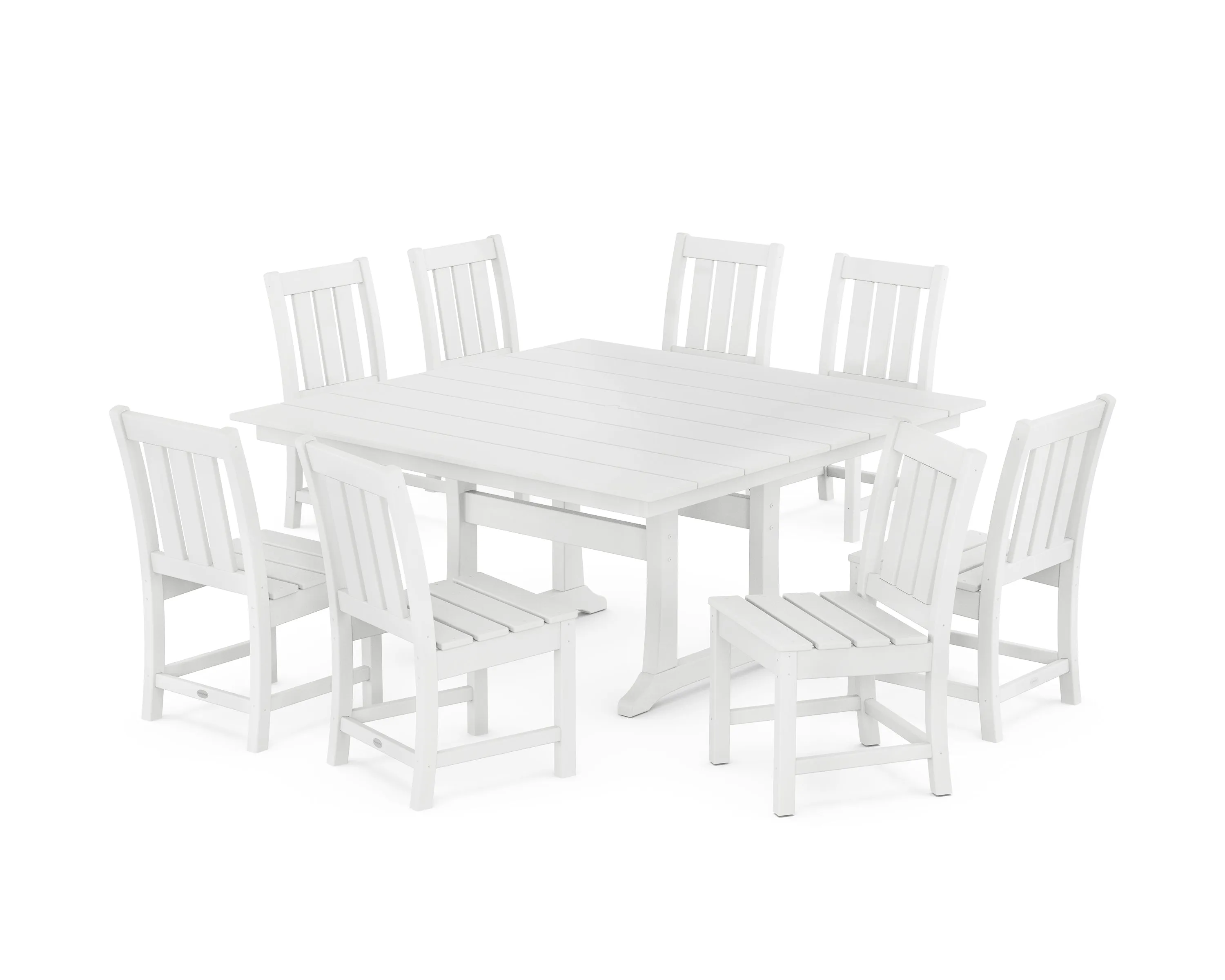 Oxford Side Chair 9-Piece Square Farmhouse Dining Set with Trestle Legs