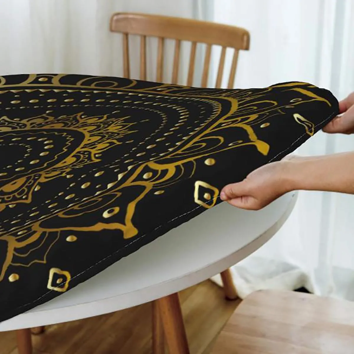 Pale Green Round Tables Tablecloth Table Cloth Leaf Nature Jungle Forest Round Fitted Table Cover The Ultimate Protection for Your Table Fit for 36"-39" Diameter Table Party Theme