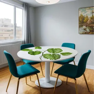 Pale Green Round Tables Tablecloth Table Cloth Leaf Nature Jungle Forest Round Fitted Table Cover The Ultimate Protection for Your Table Fit for 36"-39" Diameter Table Party Theme
