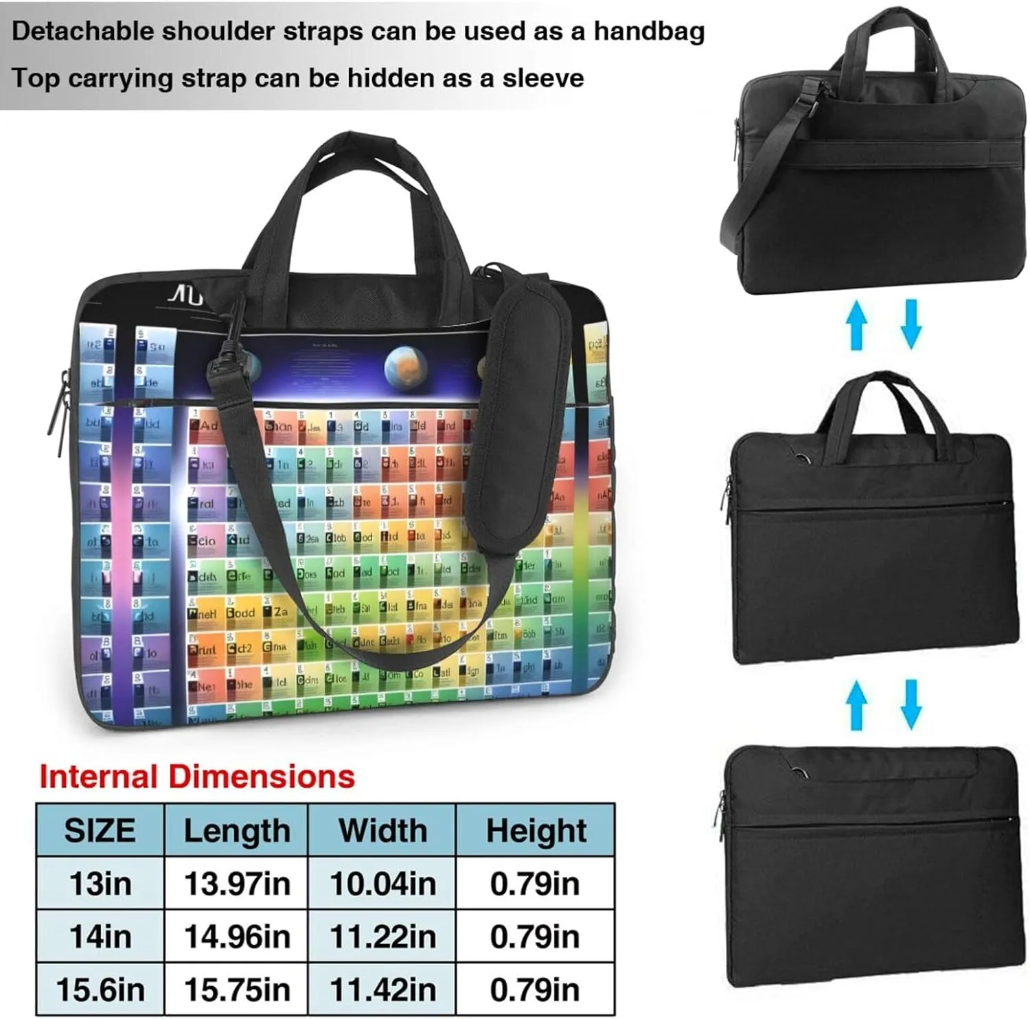 Periodic table of elements Print Laptop Case and Computer Bag - Versatile Laptop Bag for Men Laptop Shoulder Bag