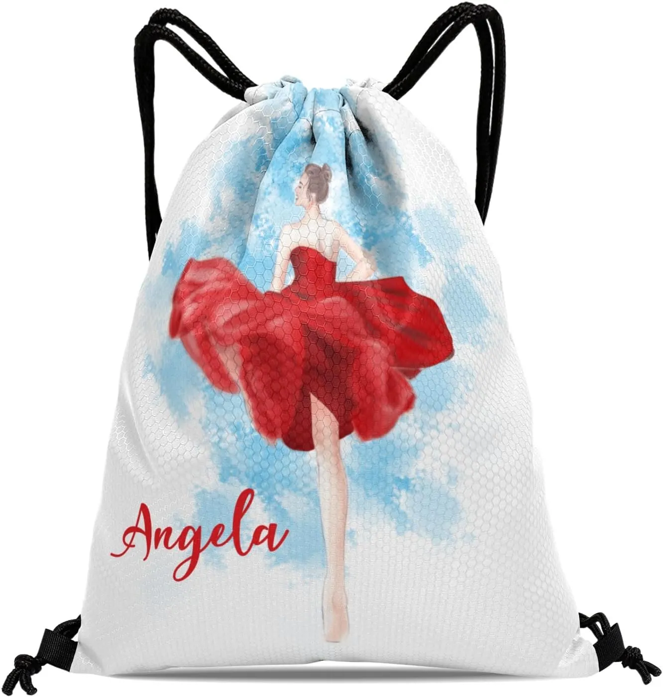 Personalized Drawstring Backpack Custom Name Elegant Woman Multifunctional Bag for Adult Baseball Picnic Camping